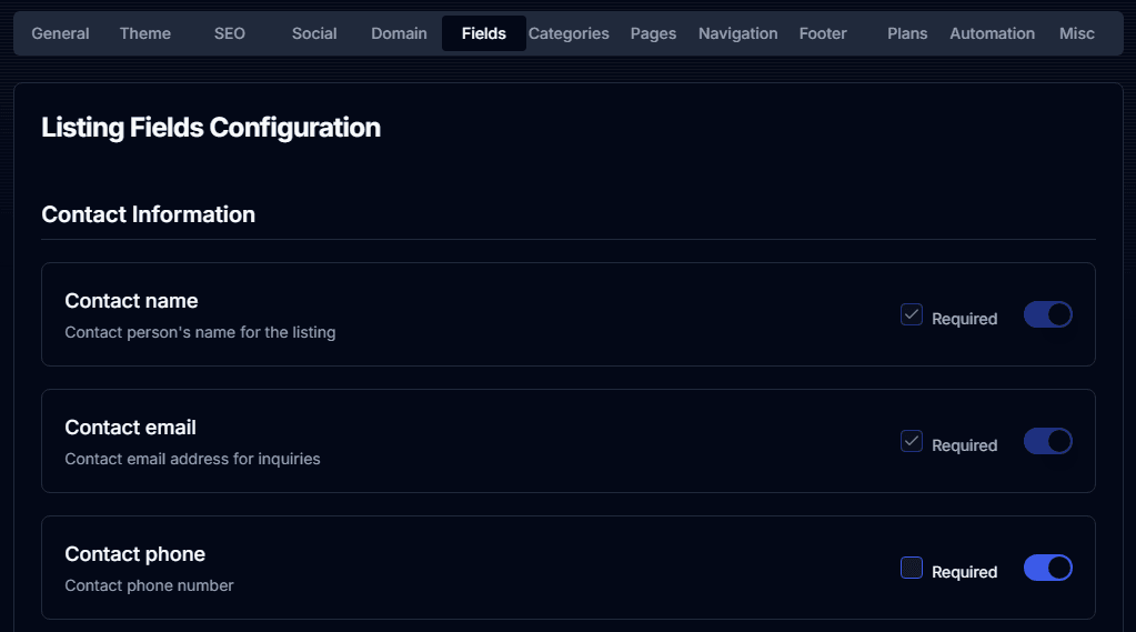 Customization features