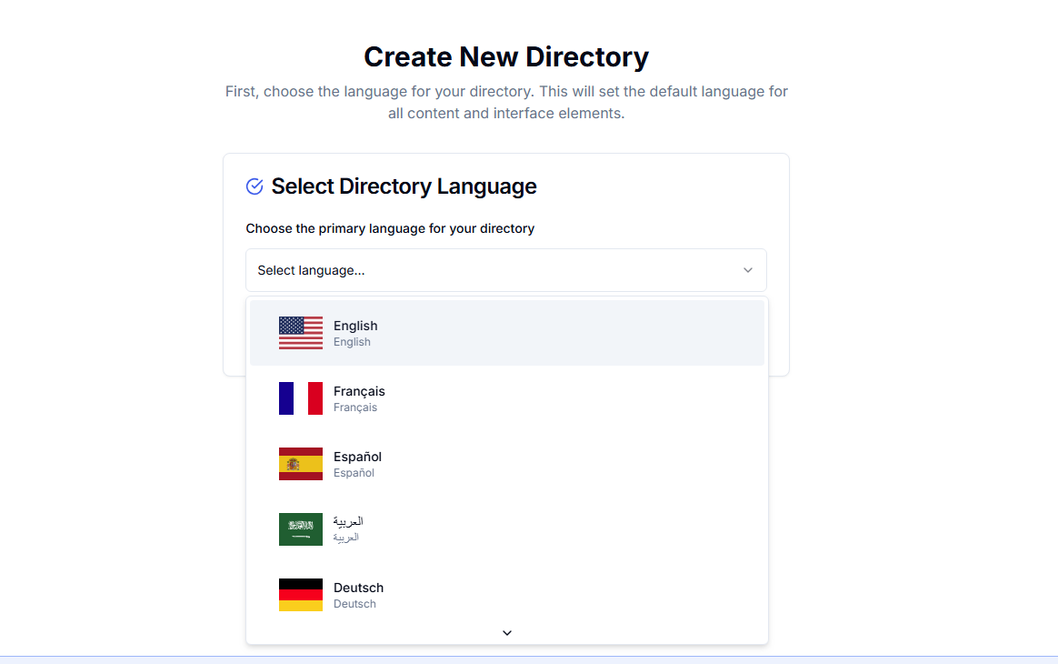 Choose Your Directory Language