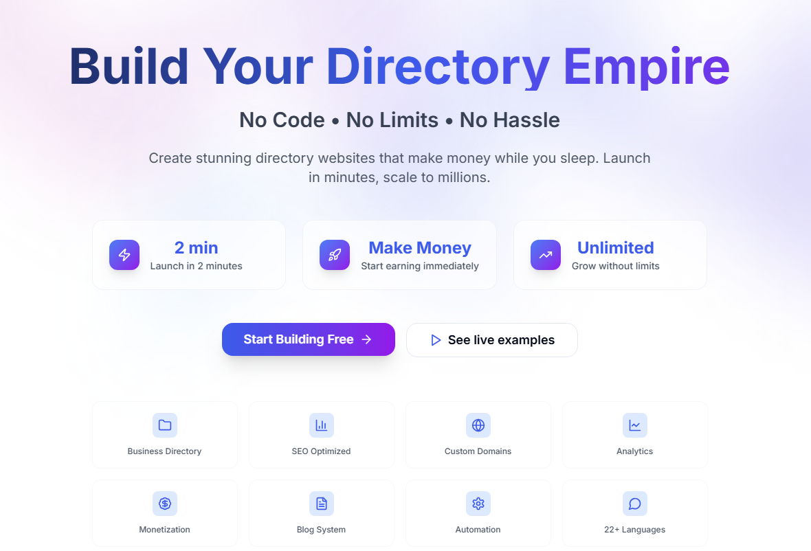 DirectoryEasy.com - The Ultimate No-Code Directory Solution